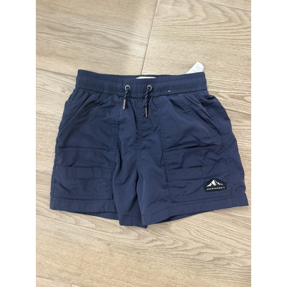 Abercrombie Kids Boys Cargo Shorts Size 7/8 Navy Blue Mountain Patch EUC